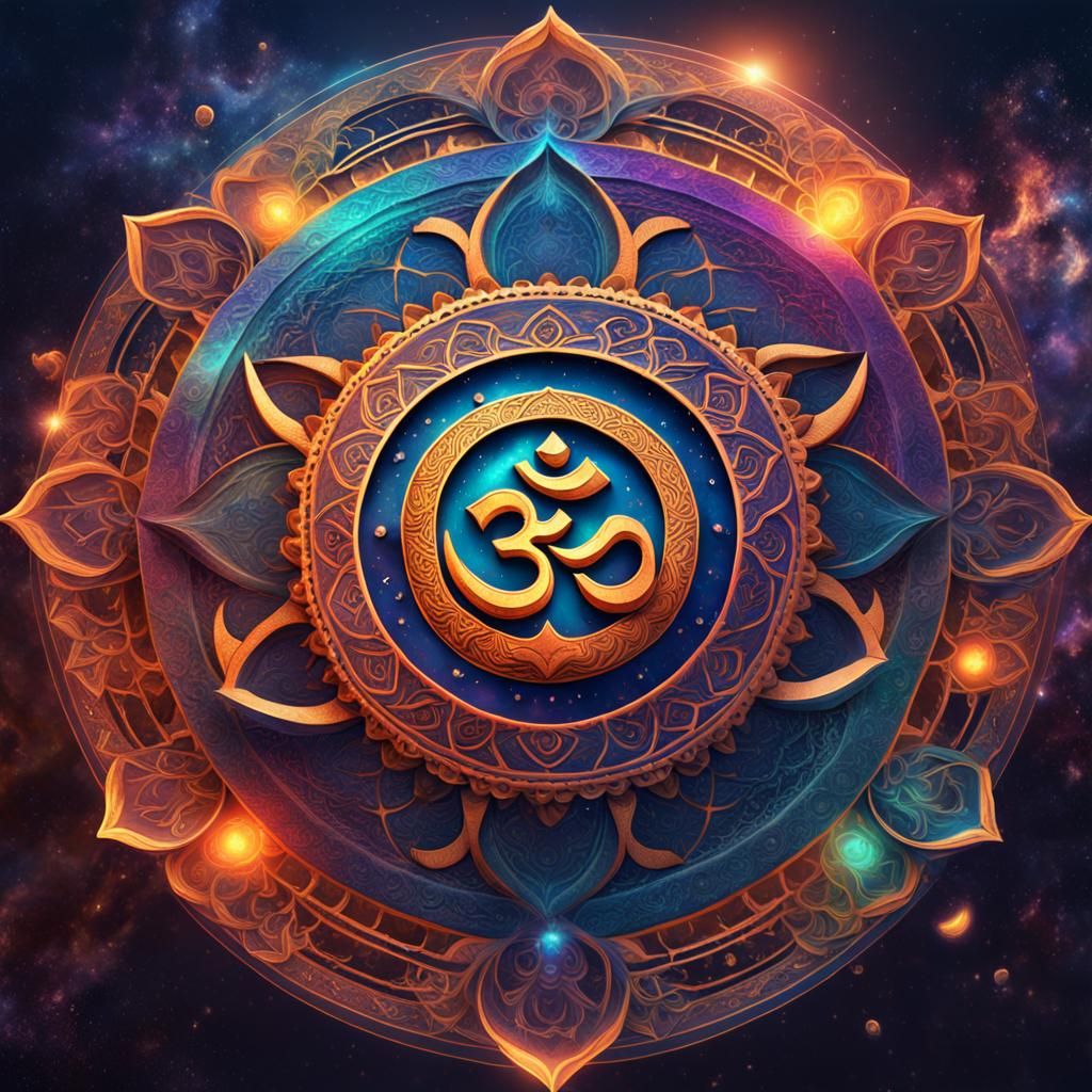 Aum Galaxy Symbol Mandala in Detailed Matte Painting