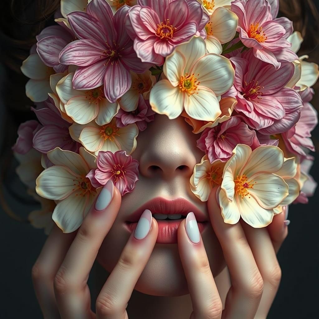 Floral Face: A Fantastical Art Nouveau Portrait