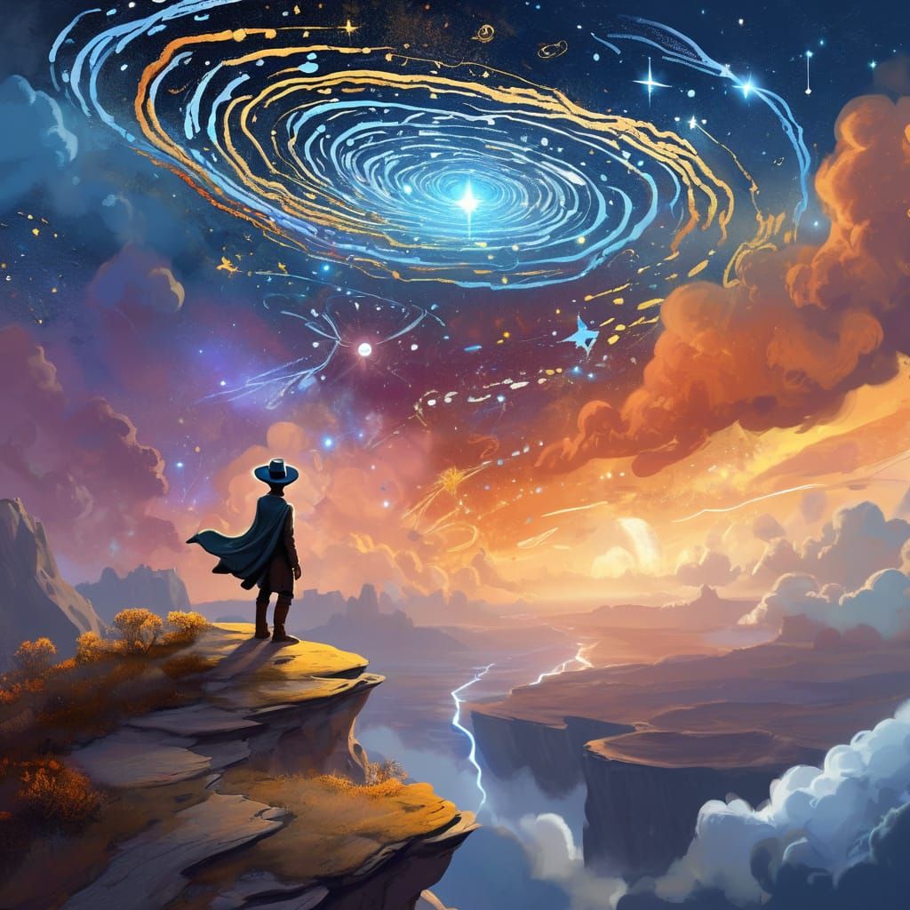 Adventurer Gazes at Impossible Constellations in Digital Pai...