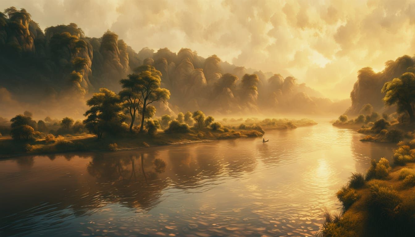 Hyper-Realistic River Stride Digital Matte Painting