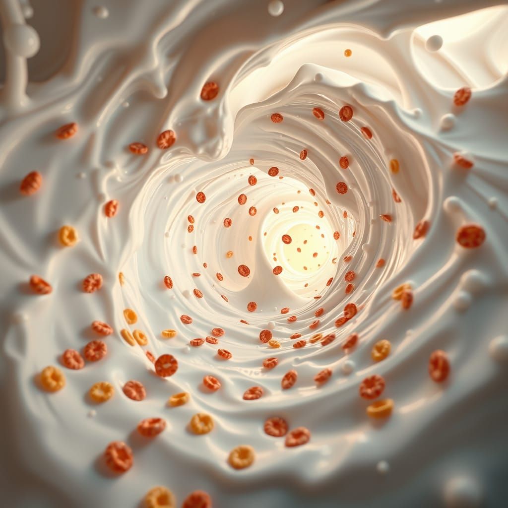 Surreal Cheerios Vortex in Vibrant, High-Contrast Colors