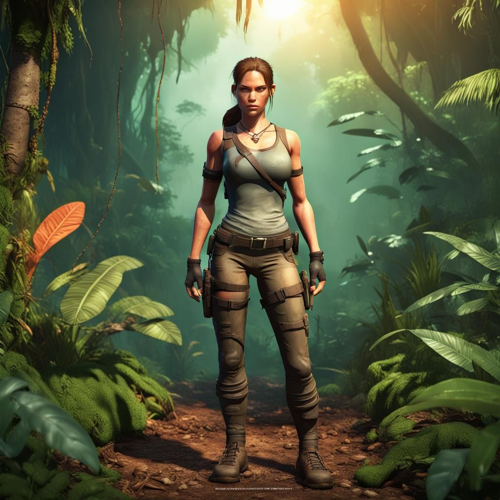 Lara Croft in Jungle, 3D Digital Art