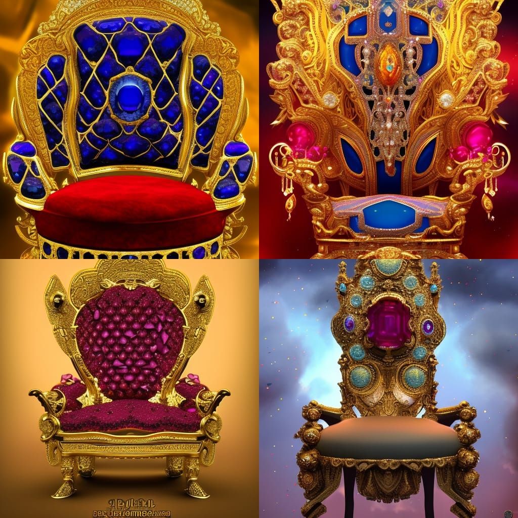 Bejeweled Chair on a Mound, Detailed Fantasy Art