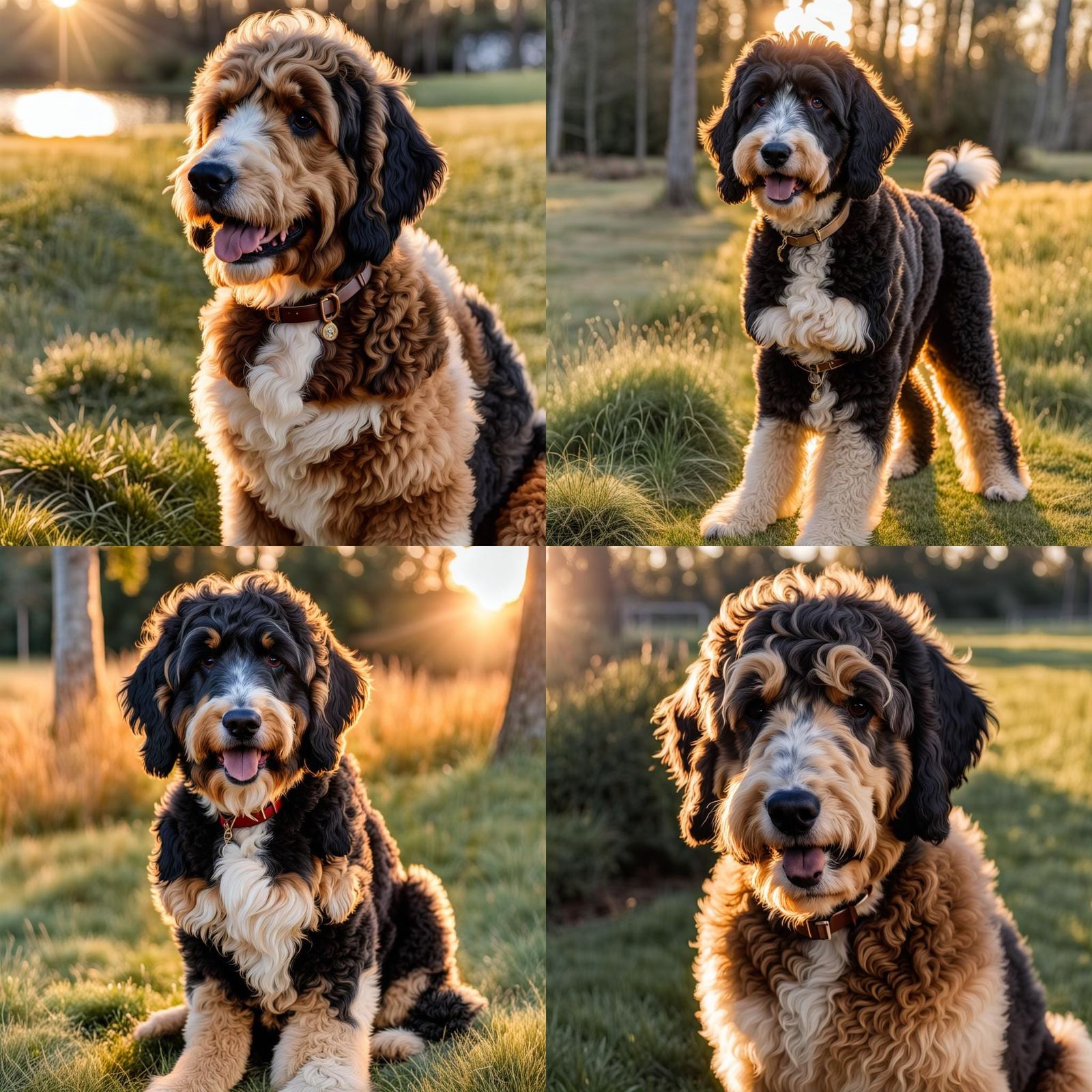 Bernedoodle Portrait in Golden Hour Lighting