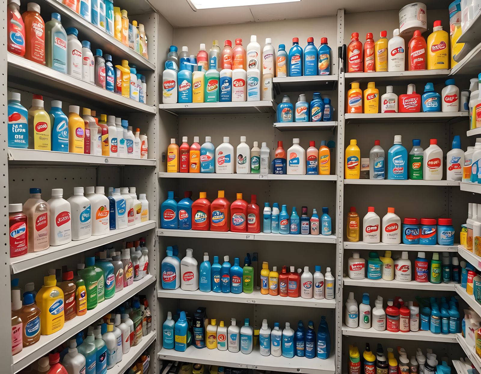 1,000 Bottles of Baby Oil and Lubricant on Closet Shelves