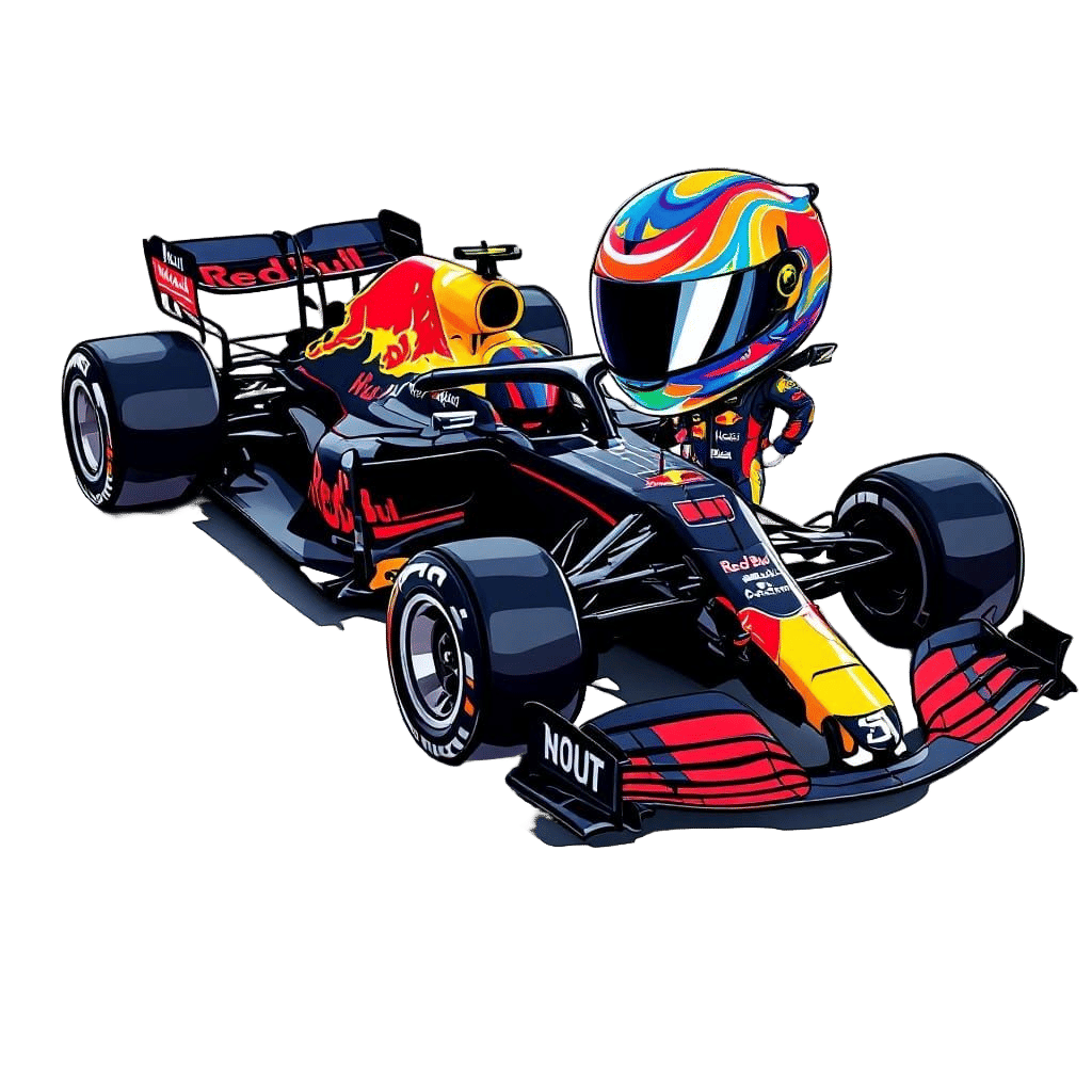 Sleek Chibi Formula 1 Car with Confident Driver