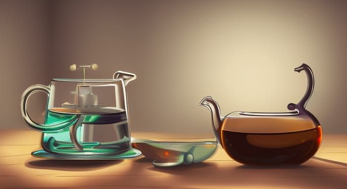 Glass Tea Kettle Still Life as 3D Digital Art
