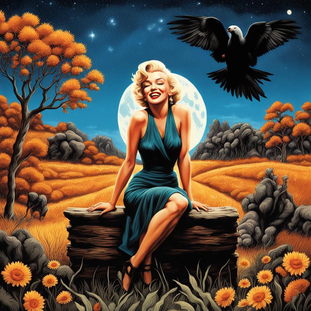Marilyn Monroe Portrait: Embracing Nature and Happiness