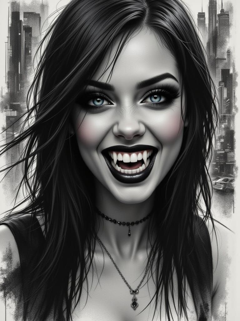 Gothic Punk Vampire Goddess Reigns in Tokyo's Neon Night