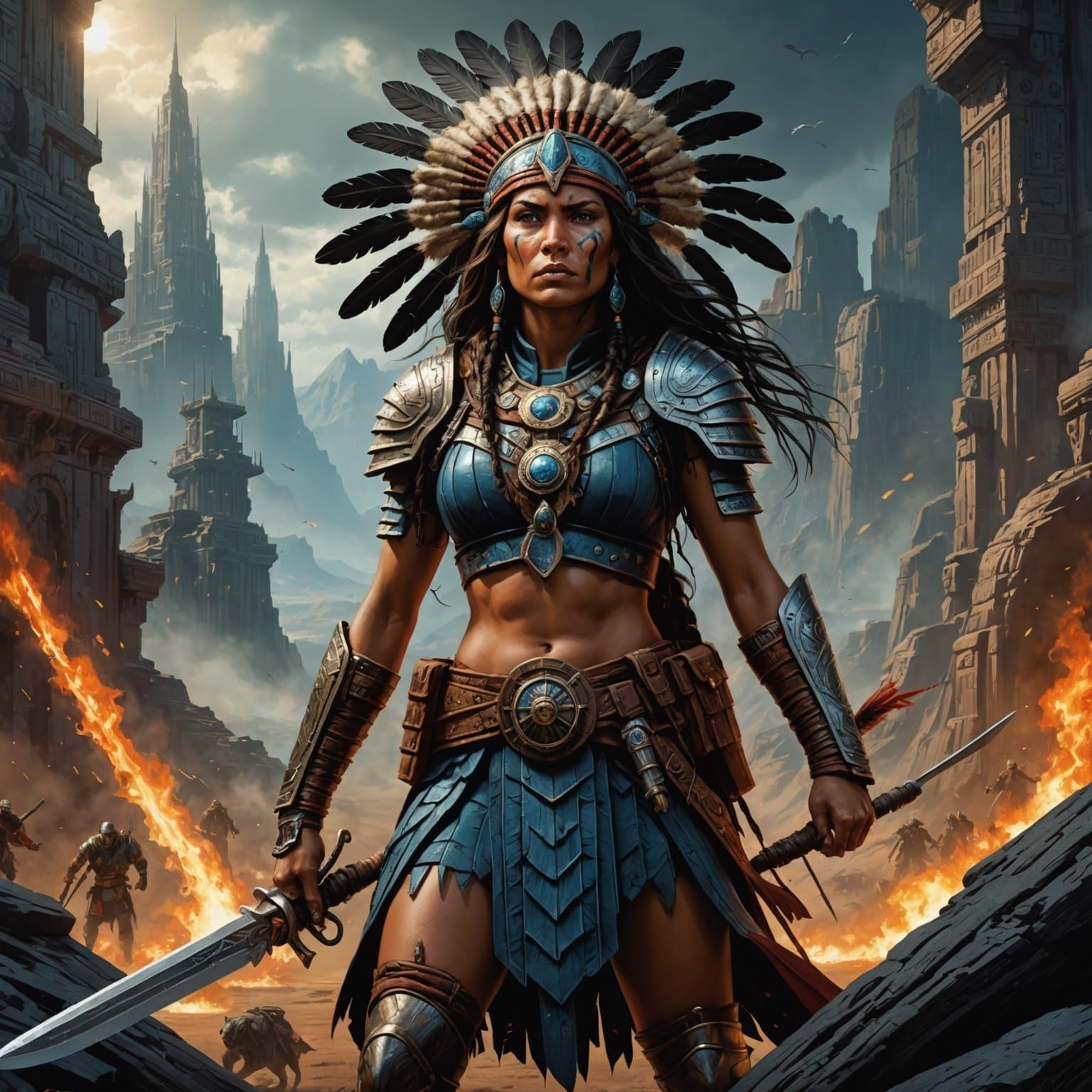 Comanche Warrior Chief in Epic Digital Painting