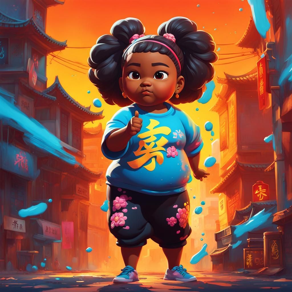 Kung Fu Girl in Graffiti Street Art Style