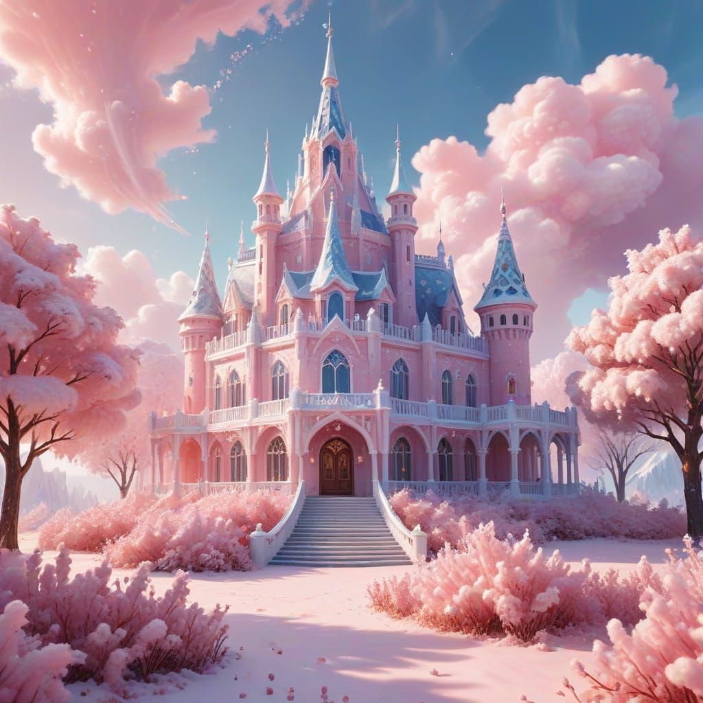 Whimsical Pastel Ice Palace in Kawaii Style