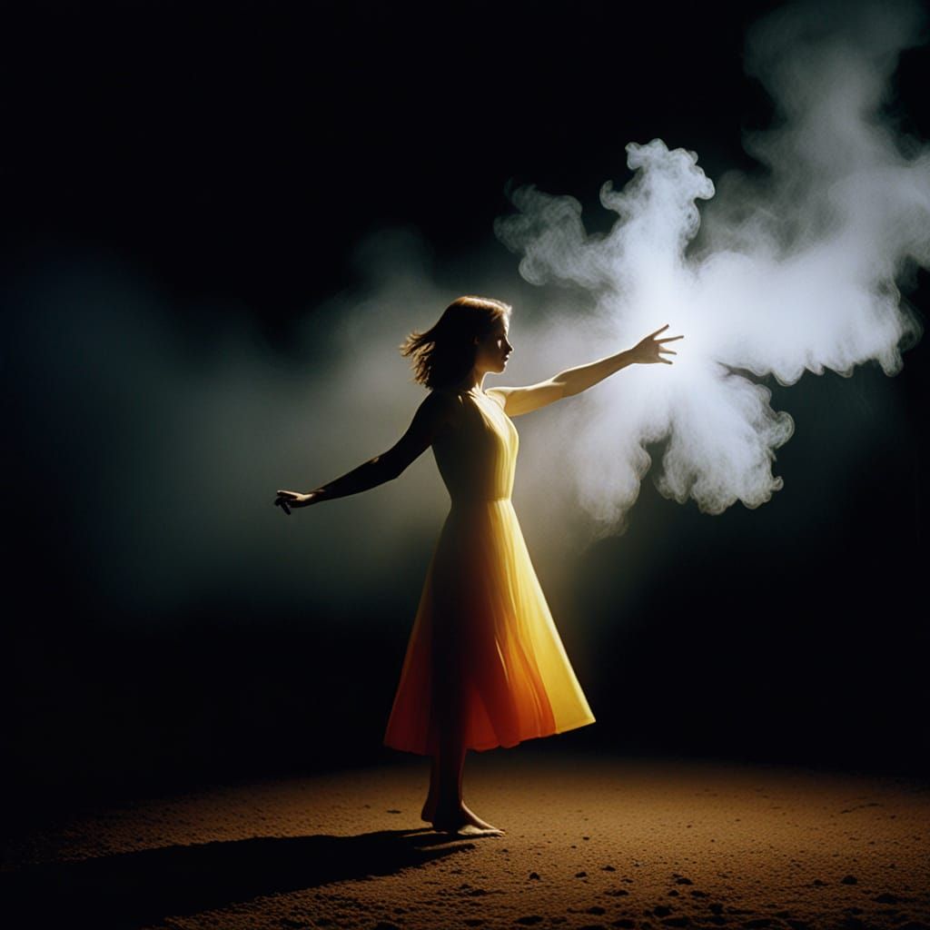 Action-theme. Hazy minimalist abstract spirit photography by David Lynch and Bill Henson