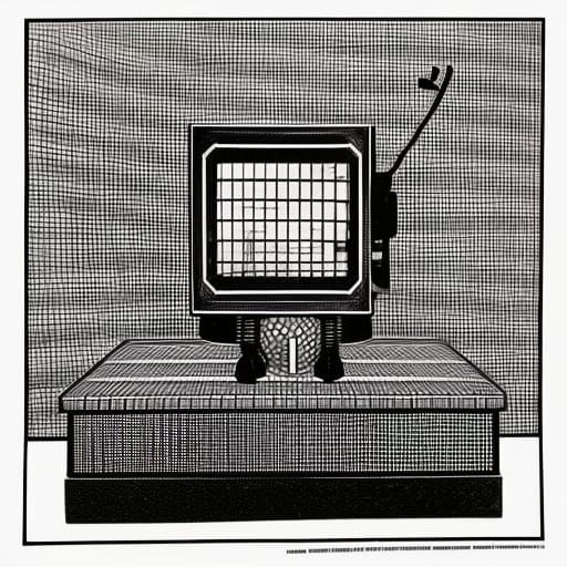 Worker in Tofu Machine: Black and White Linocut