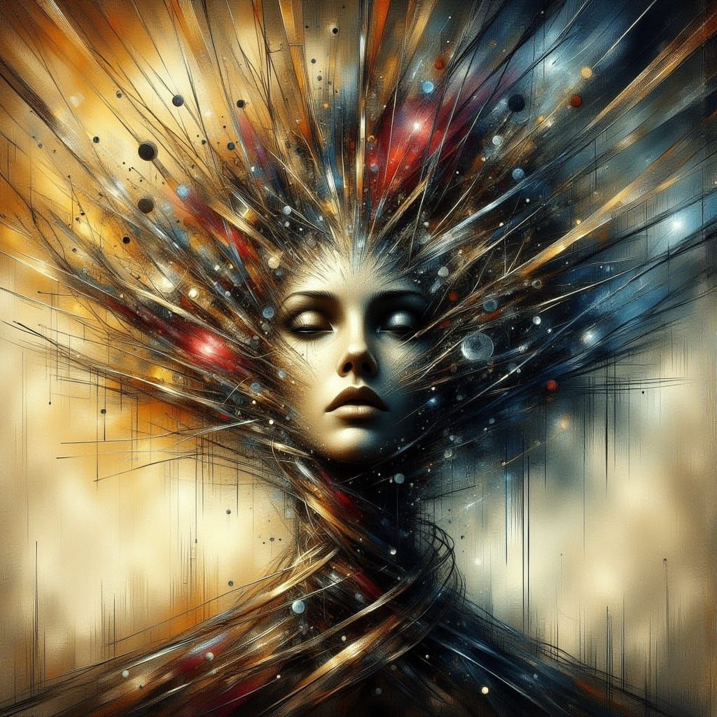 Surreal Woman Face Tree With Sunlight Rays