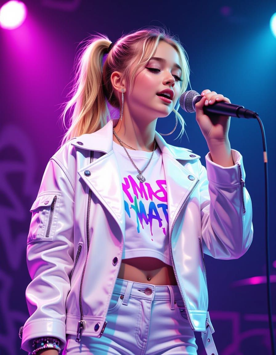 Teenage Singer in Graffiti Street Art Style