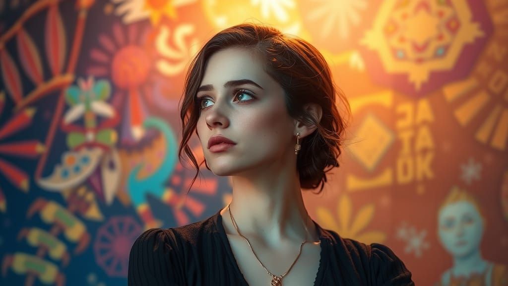 Introspective Woman in Hyperrealistic Splash Art