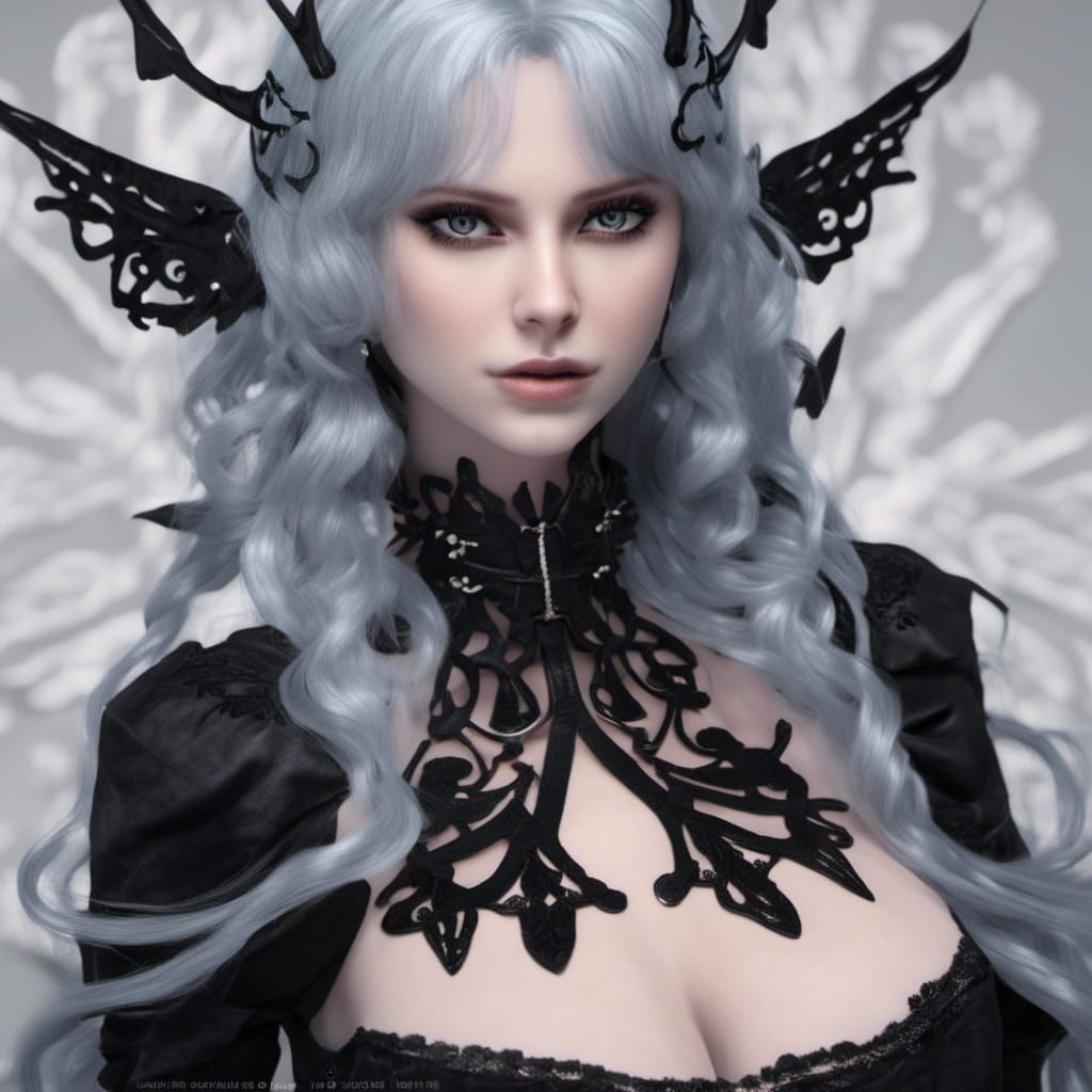 Frostcore Goth Beauty with Silver Hair