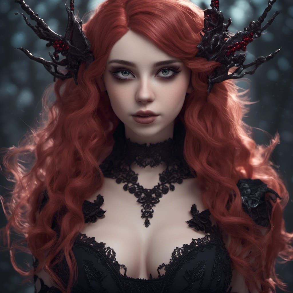 Gothic Frostcore Portrait in Red and Black