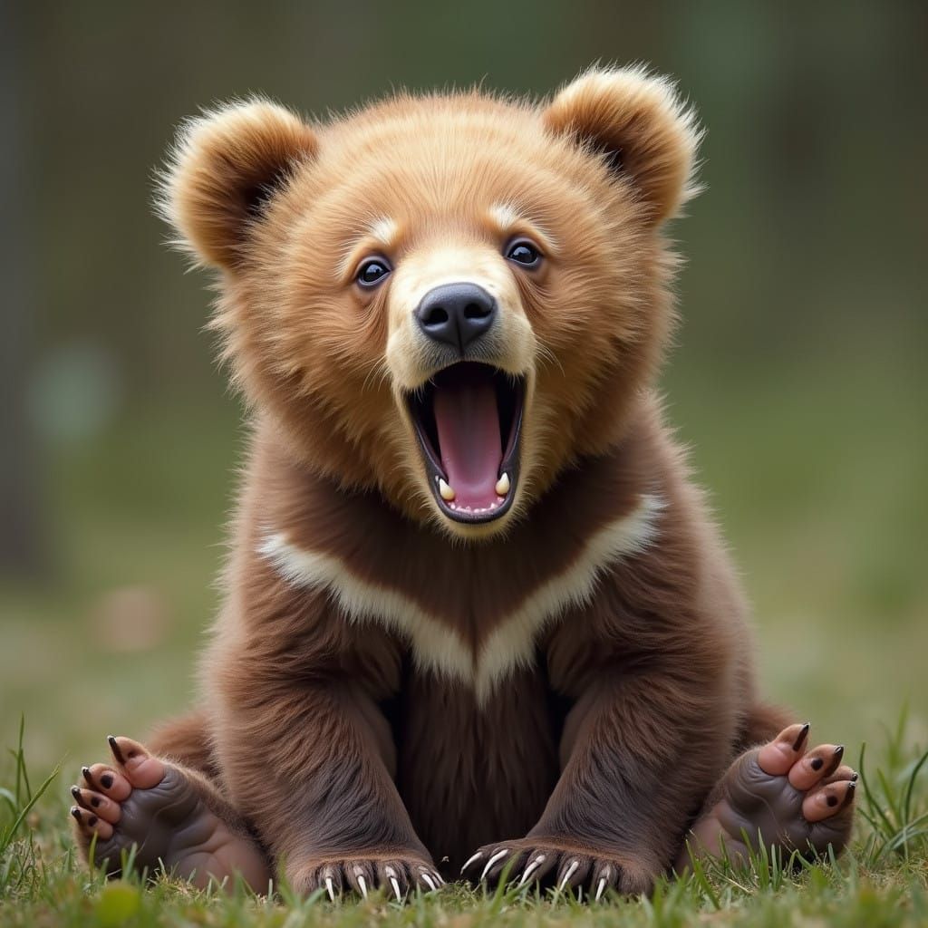 Cute Baby Bear Waking in Morning