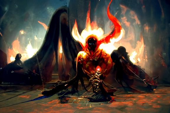 Sinister Fire Demon in Dreamcore Style