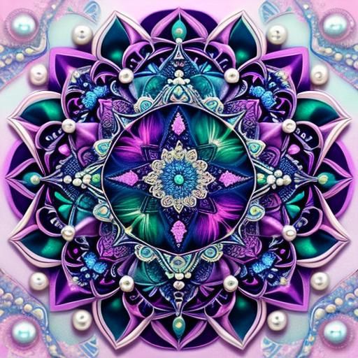 Colorful Mandala with Jewels and Floral Elements