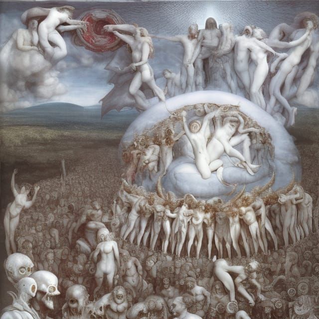 Dante's Inferno: A Hellish Vision in Classic Painting Style