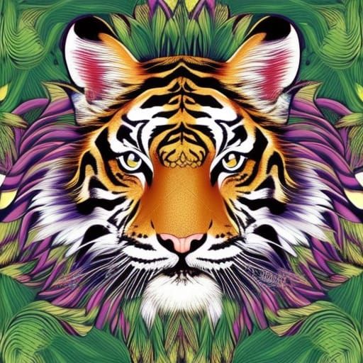 Cute Tiger Mascot in Fantasy Wonderland