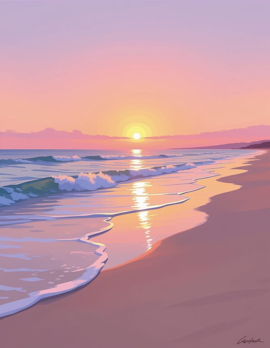 Tranquil Beach Dawn Serenity