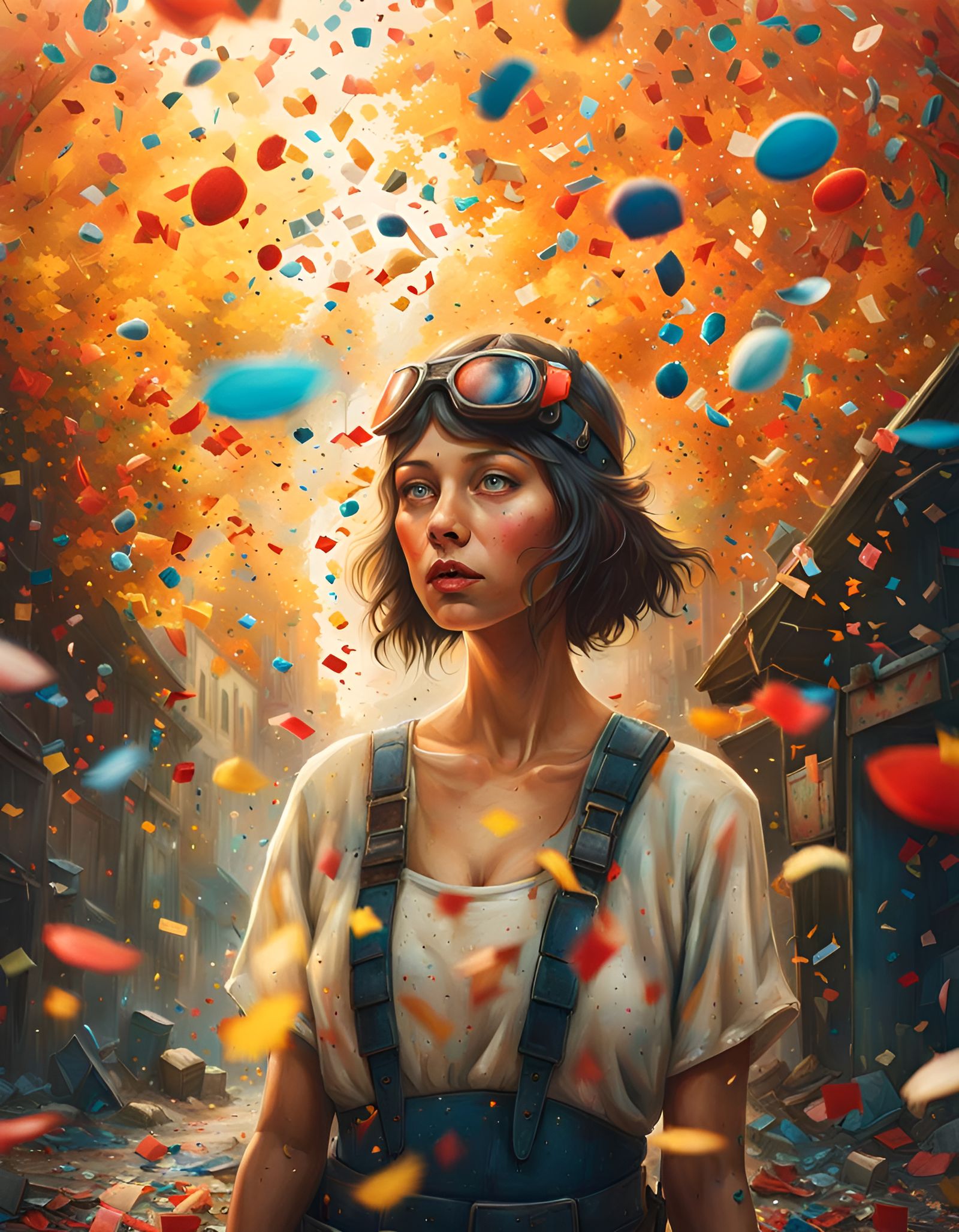 Confetti Rain in Romantic Digital Illustration