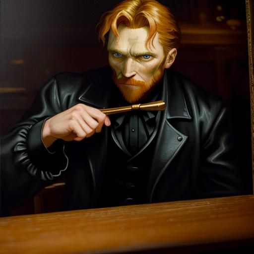 Vampire in Tavern, Van Gogh Impasto Style
