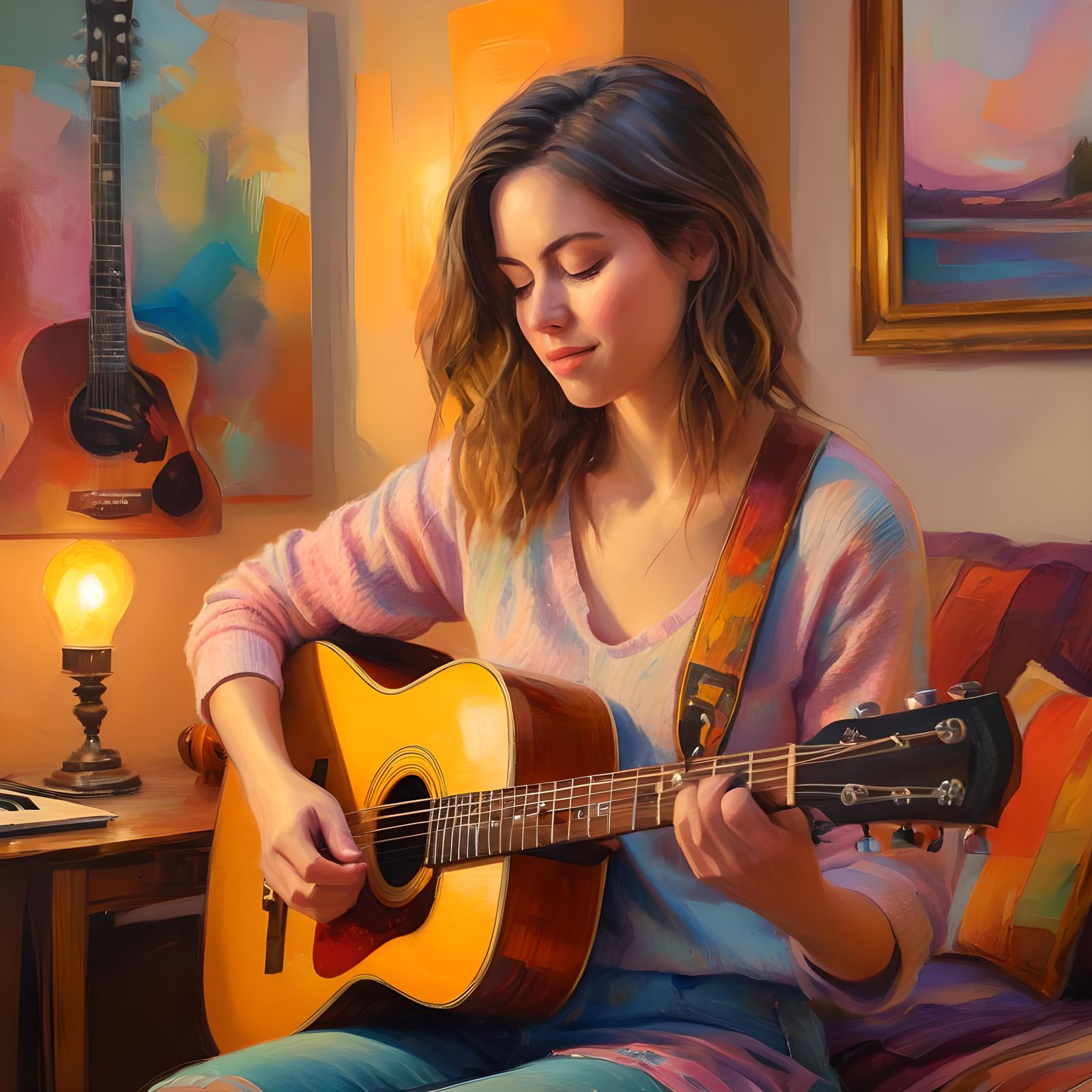 Portrait of a Young Female Guitarist