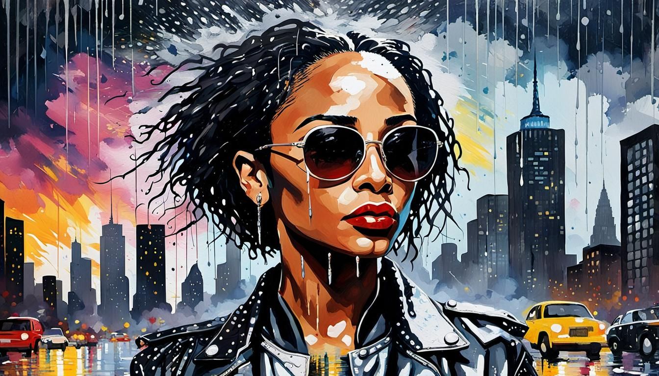 Singer in Leather Jacket, Pop Art Watercolor Portrait