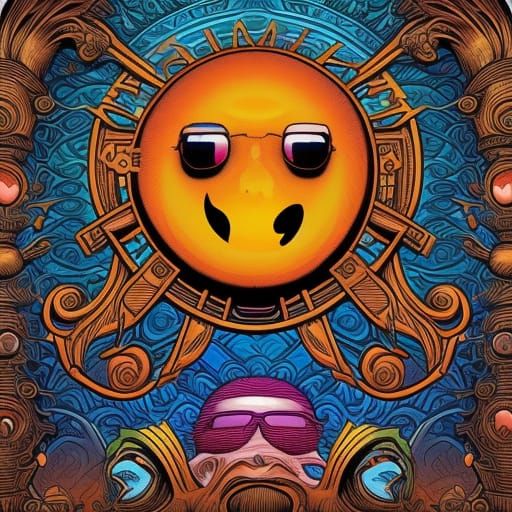 Hippie Emoji in Comic Book Style