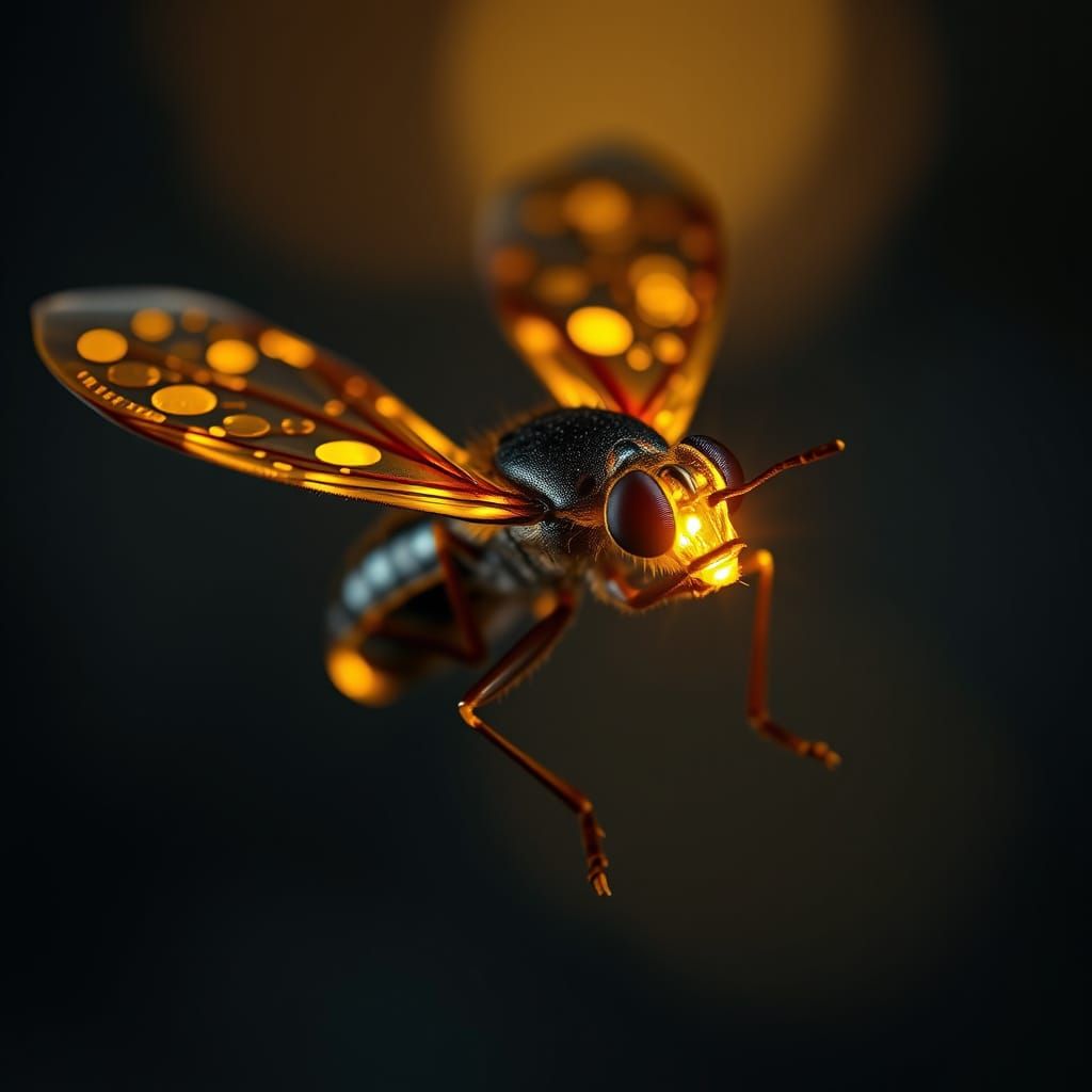Glowing Firefly at Night in Ultra Detail