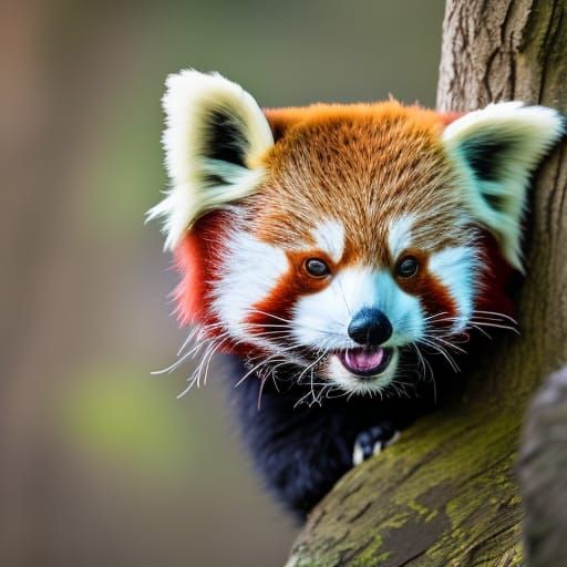 Red Panda Relaxing in Tree, Professional Photography