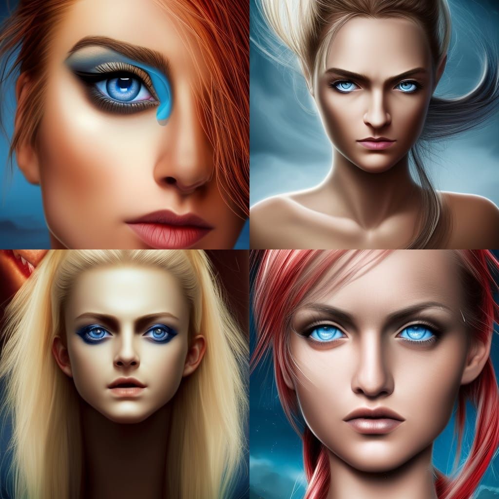 Realistic Portrait with Blue Eyes and Red Face