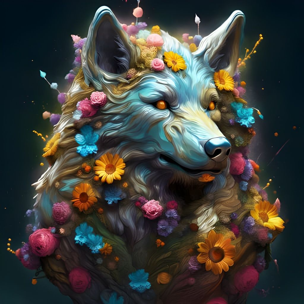 Wolf in Bloom: A Floral Adornment