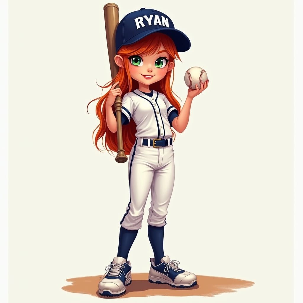 Vibrant Baseball Player Girl in Hyper-Realistic Style