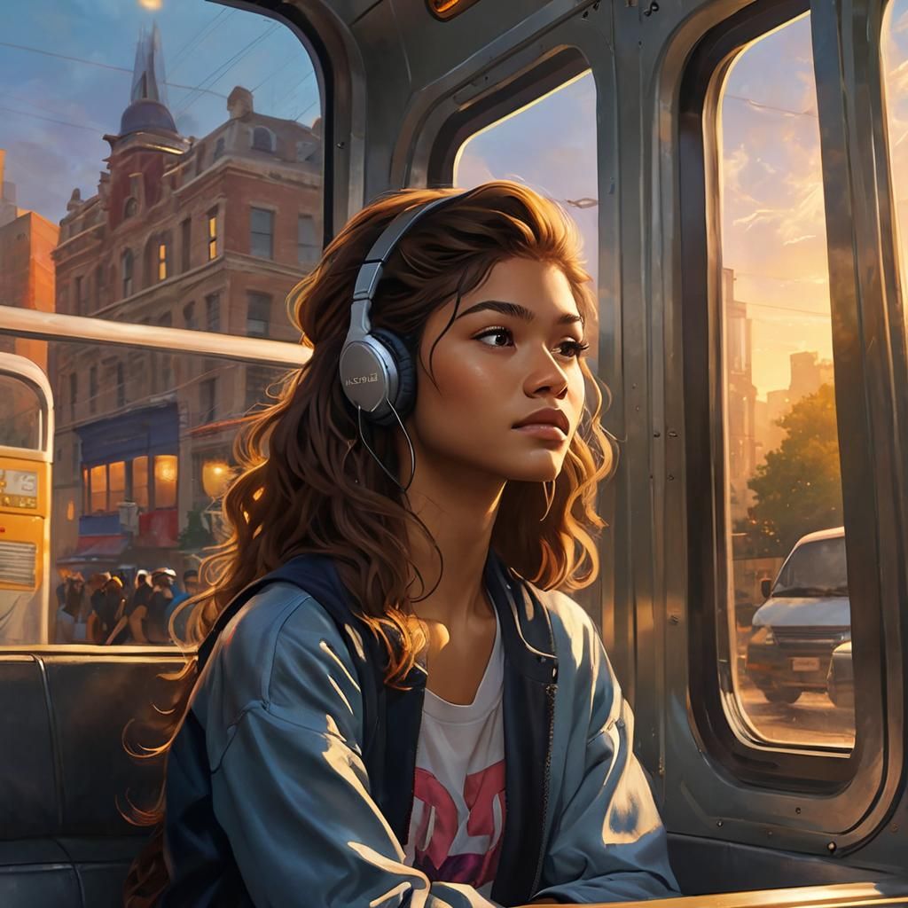 Zendaya in Bus Window, Comic Book Flair