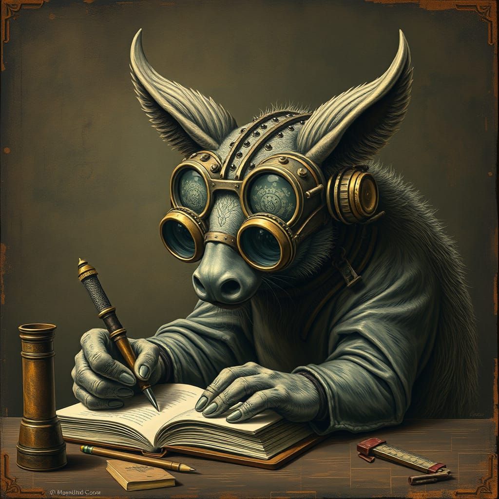 Dieselpunk Animal Amidst Vintage Typography