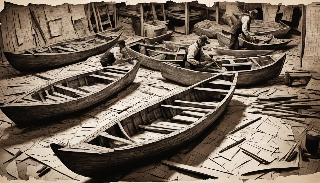 Surreal Paper Collage of Dreamlike Boat Workshop