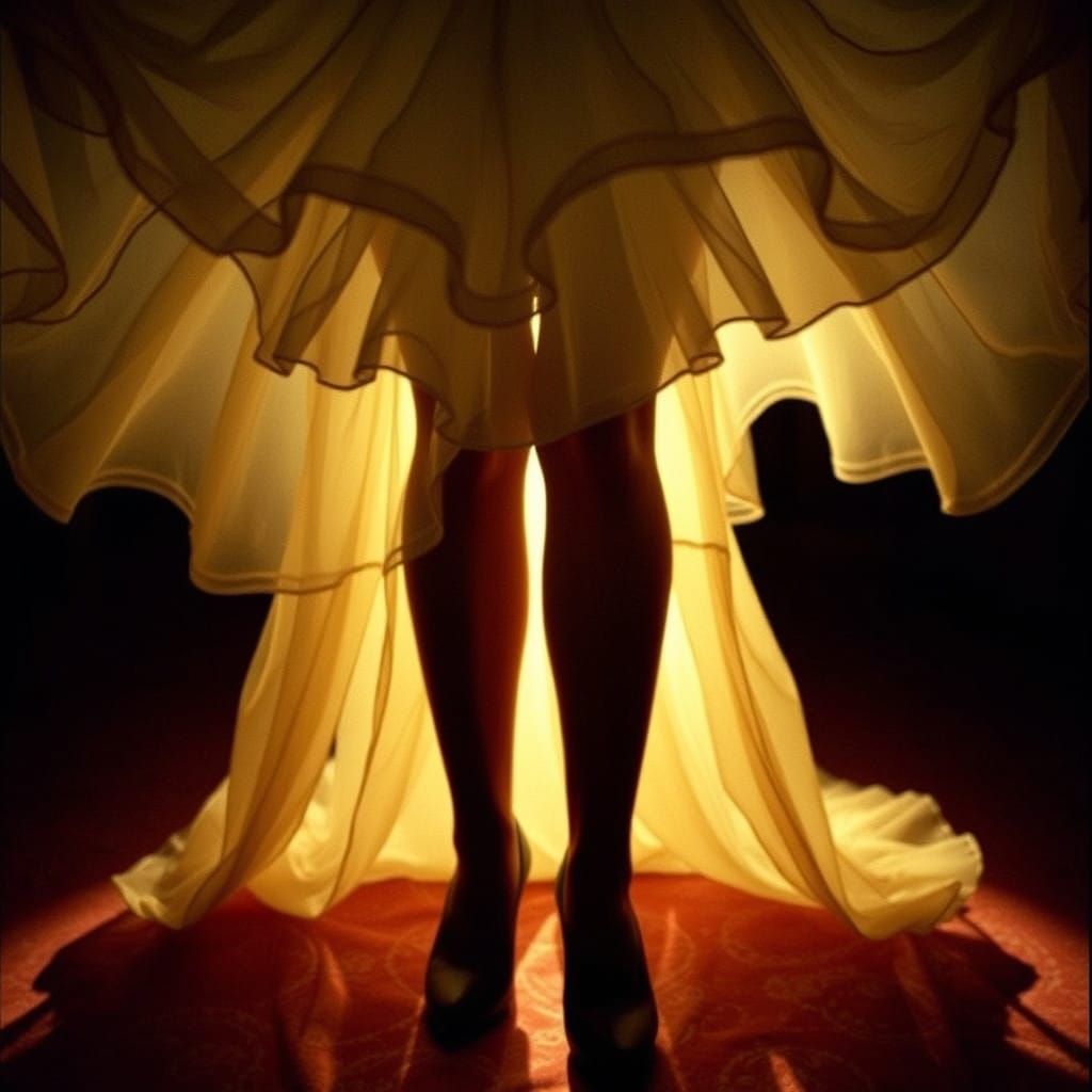 Dramatic Illumination of a Woman's Petticoat and Legs