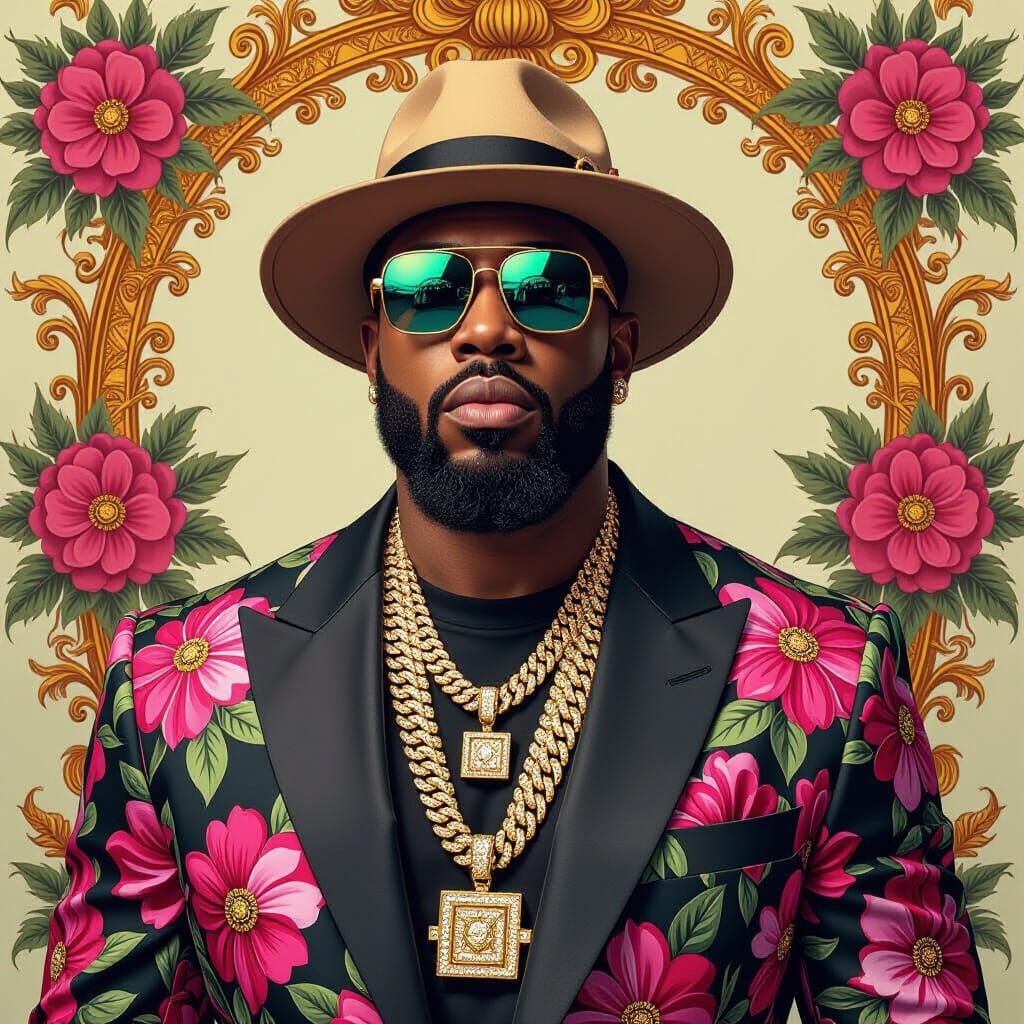 Hip-Hop Legend Portrait in Kehinde Wiley Style