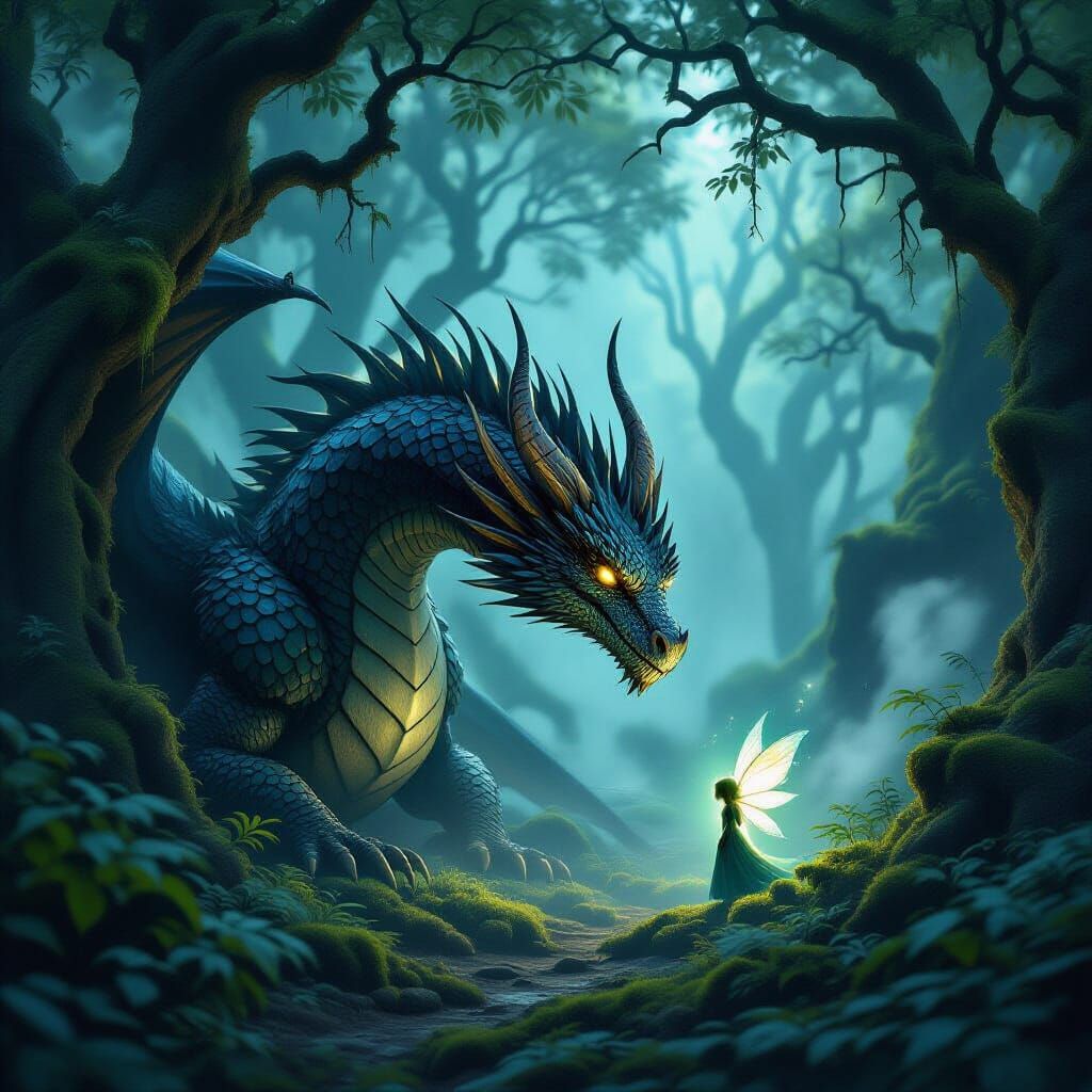 Ancient Obsidian Dragon Guides Sprite in Twilight Forest