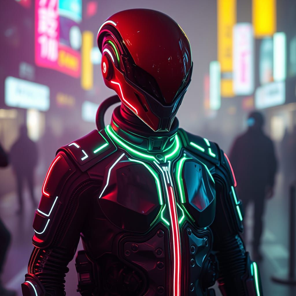 Cyberpunk Spacesuit in Neon Hues
