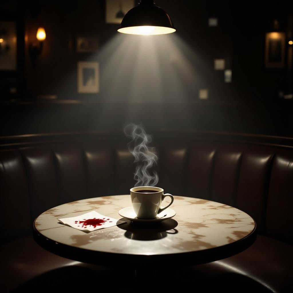Atmospheric Film Noir Coffeehouse Scene