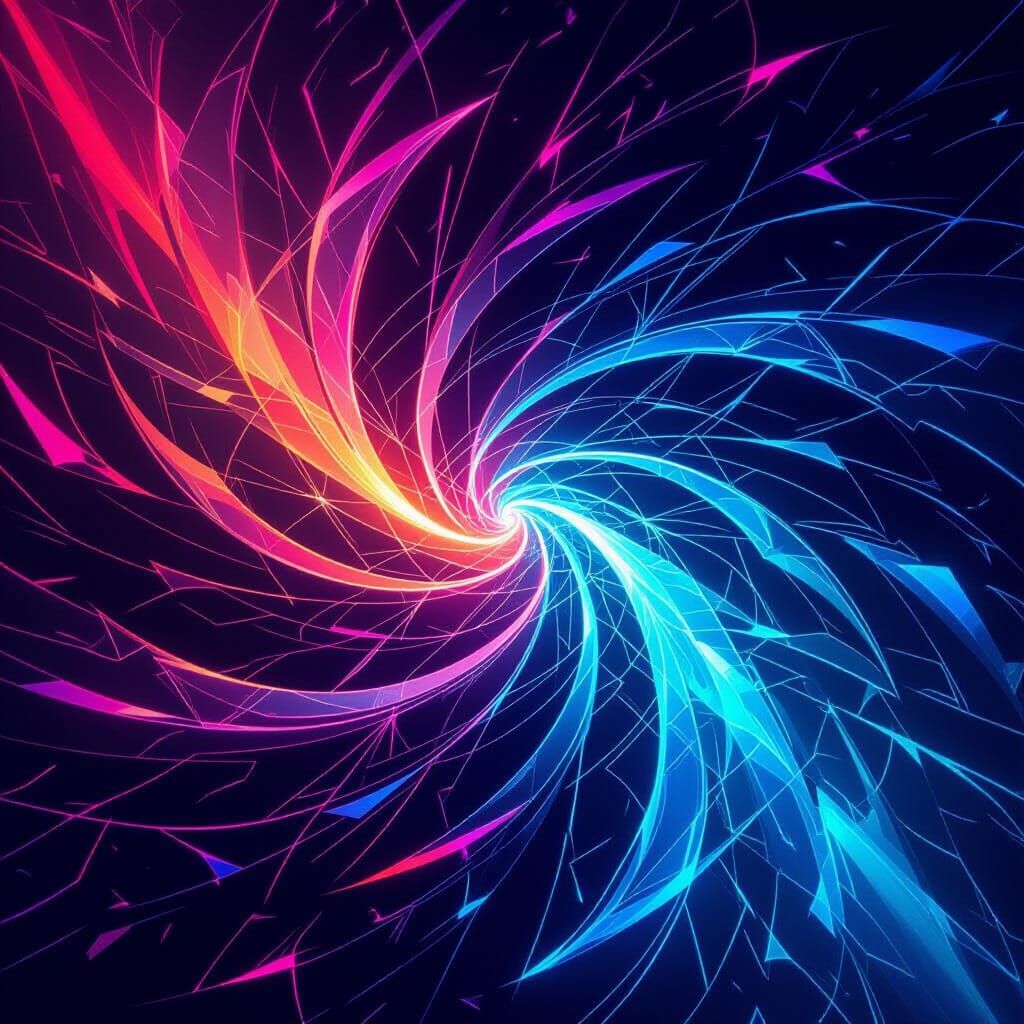 Surreal Neon Abstract with Molten Steel Textures