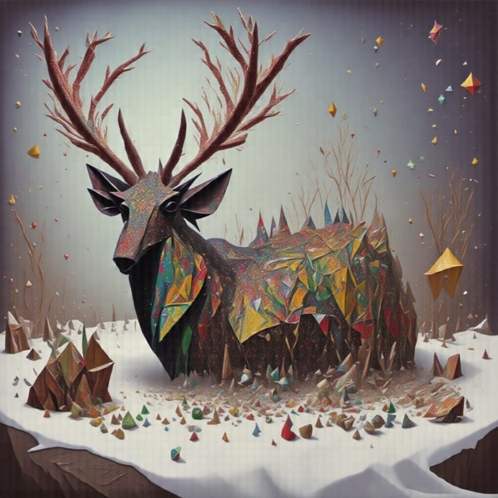 Reindeer Hunter on Snowmobile in Snowy Wilderness