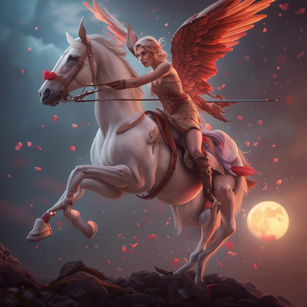 Cupid's Lunar Ride: A Fantastical Digital Painting